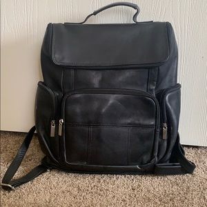 Black Genuine Leather Padded Backpack